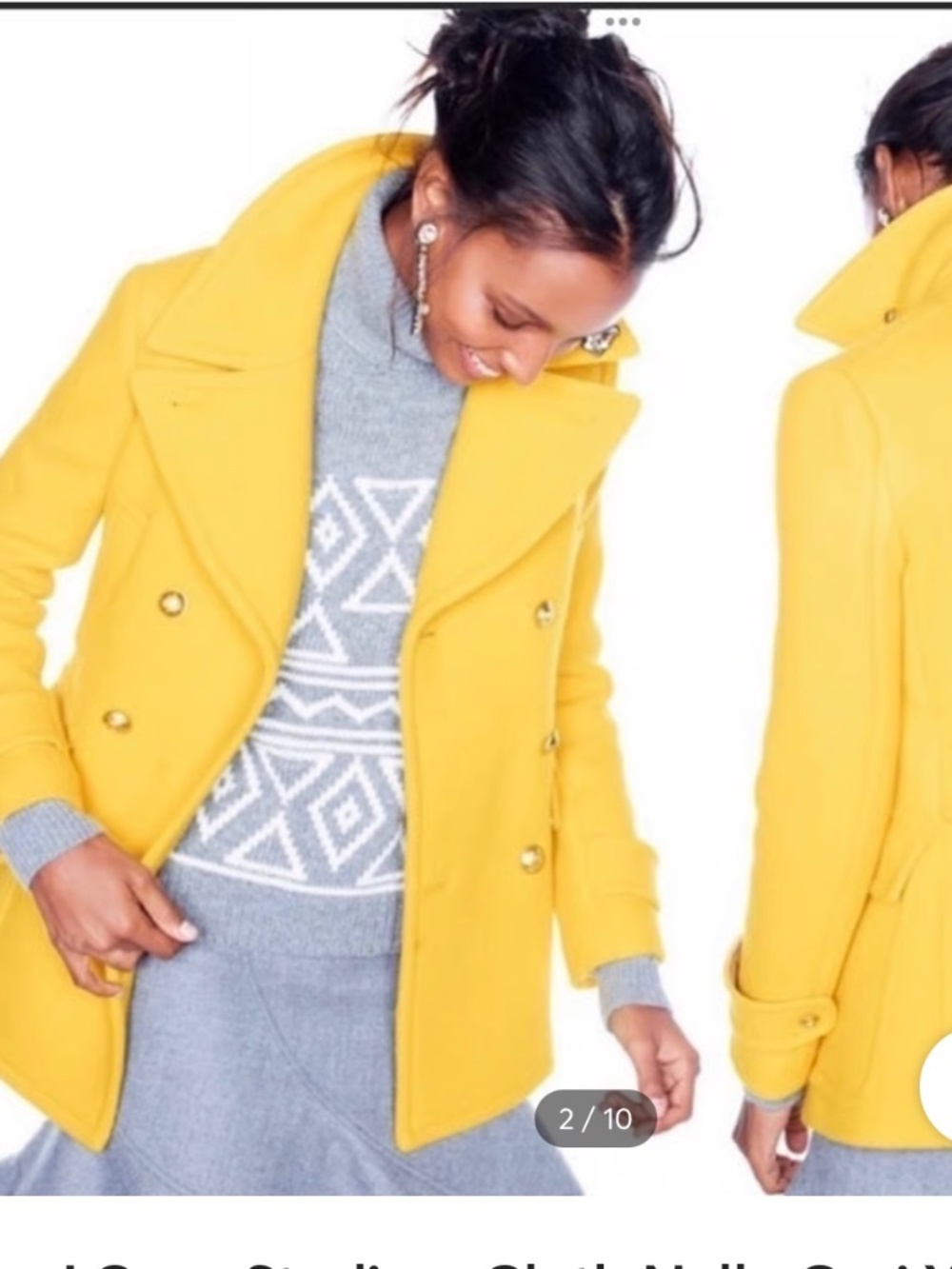 J Crew Stadium Cloth Nello Gori Yellow Pea Coat